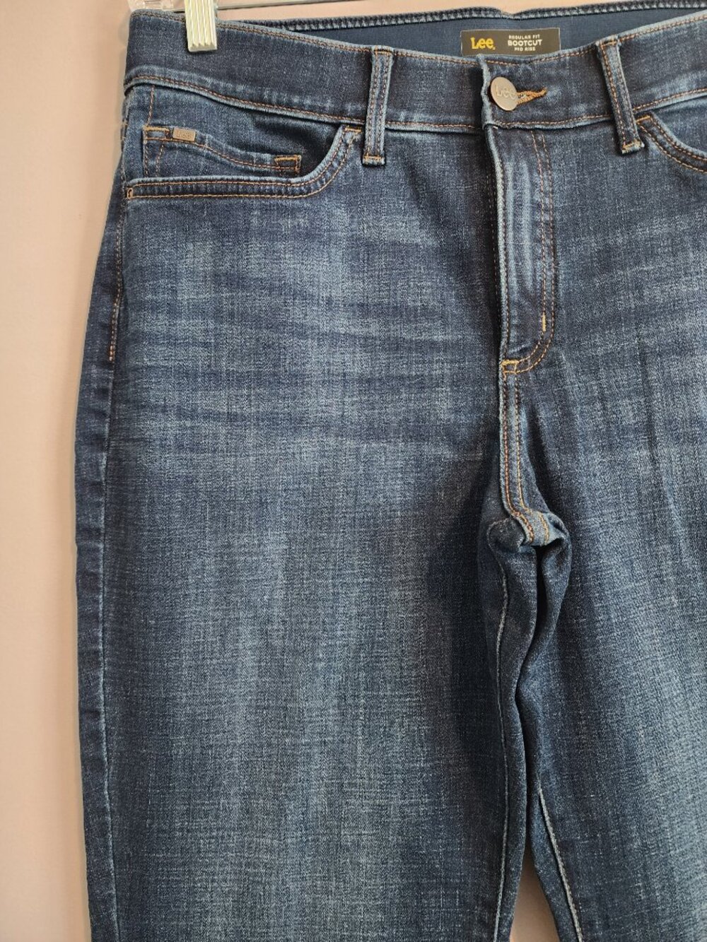 2/$30 Lee Flex Motion Mid Rise Bootcut Blue Jeans Size 14 Long - Picture 3 of 13